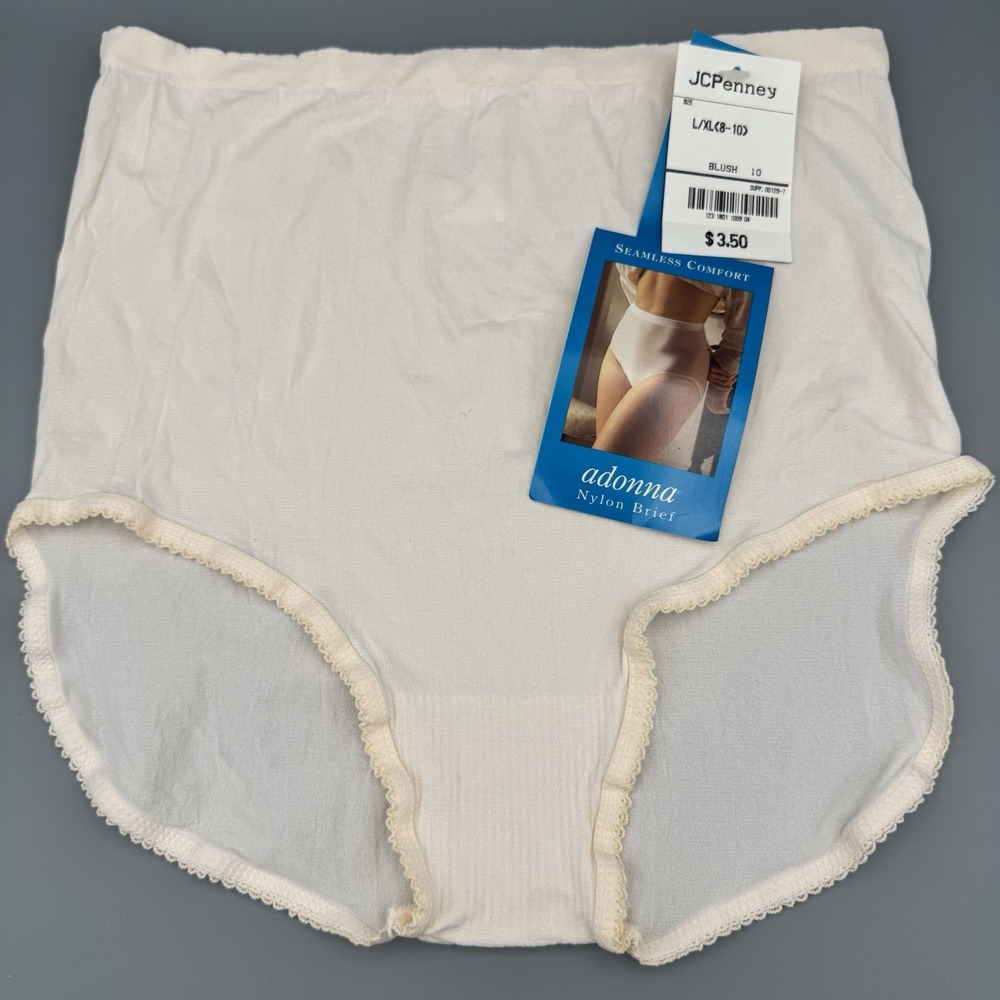 New! ADONNA Womens Nylon Blush Brief Panties OLD STOCK Vintage  L/XL‎ (8-10)